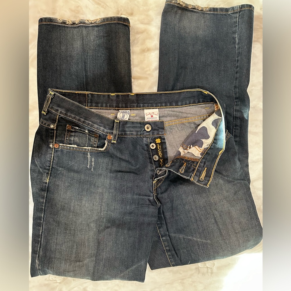 Lucky brand distressed blue jeans. Size 10